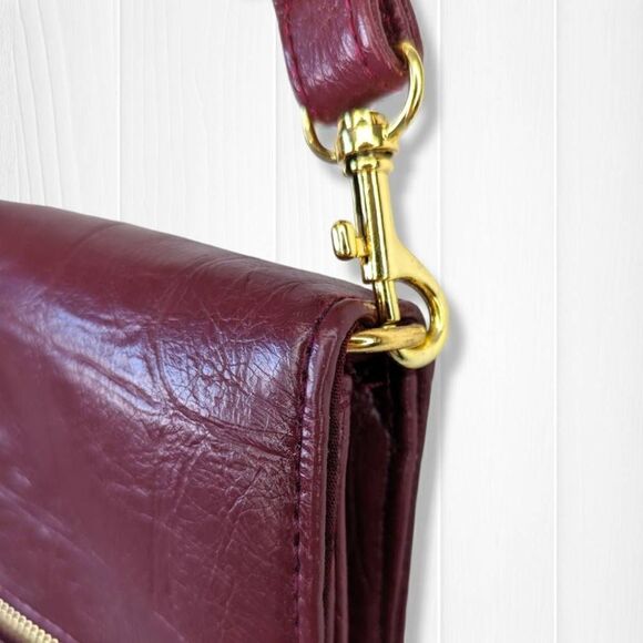 Mark Womens Clutch with Attachable Adjustable Strap Sling Bag Flap Closure Maroo - Picture 5 of 9